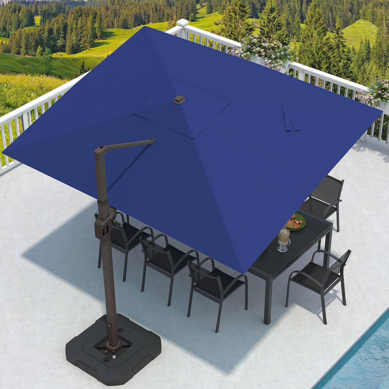9ft X 12ft Cantilever Patio Umbrella with Base for Outdoor Use