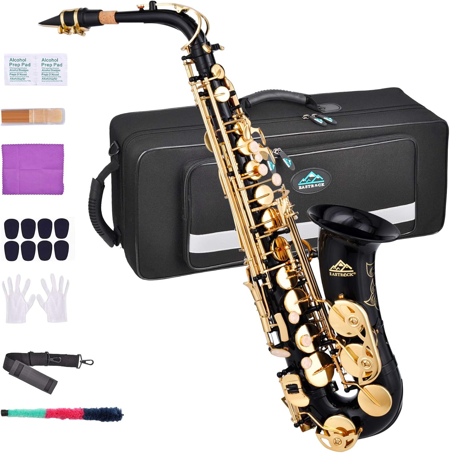 EASTROCK Black/Golden Alto Saxophone Full Kit for Beginners