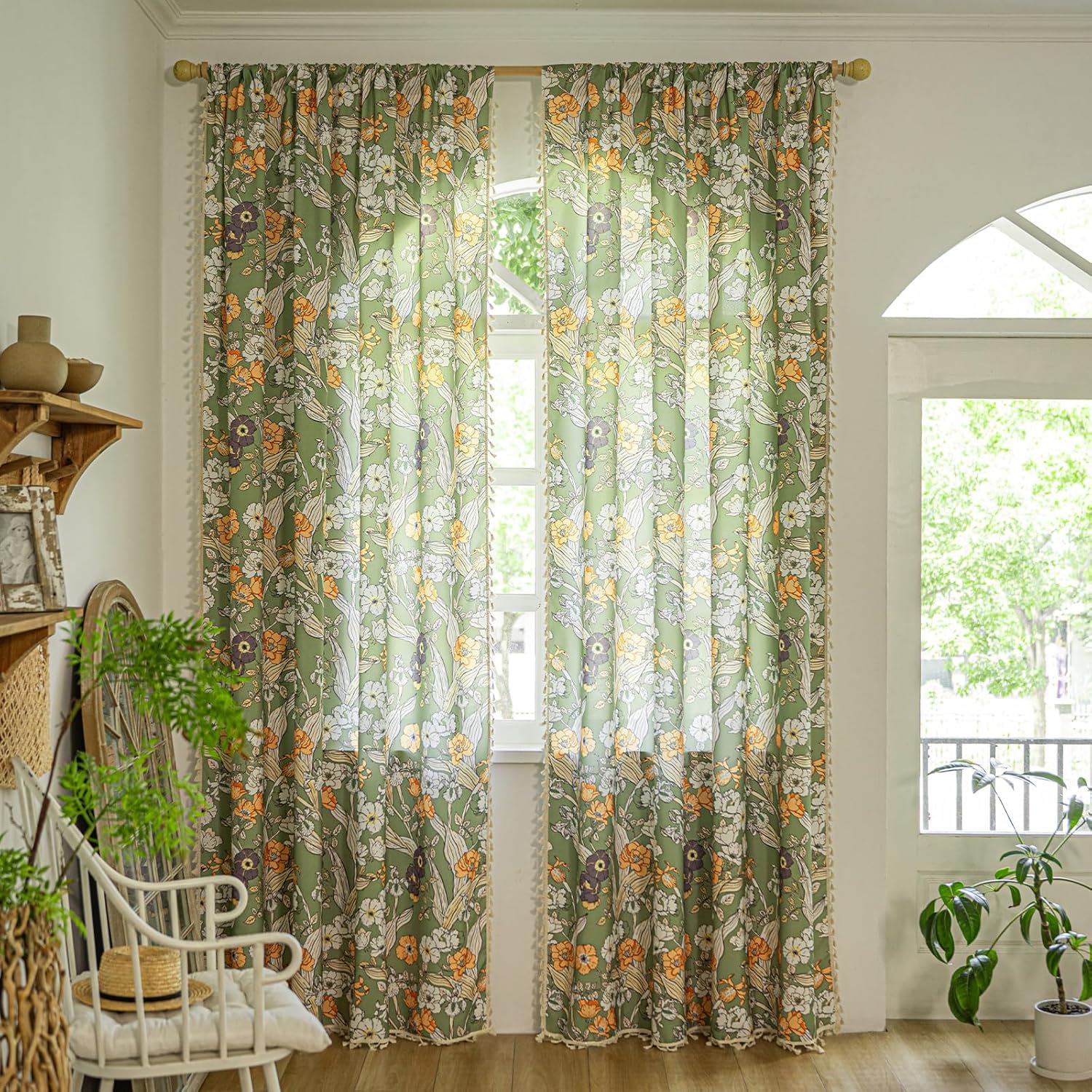 Floral 84 Inch Curtains for Living Room and Bedroom Decor
