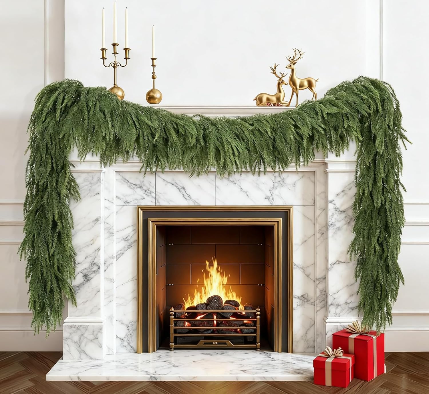 9FT Artificial Norfolk Pine Garland for Holiday Decor and More