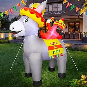 5FT Inflatable Donkey Decoration for Cinco de Mayo Fiesta Fun