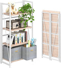 4NM Folding Bookshelf 4-Tier No Assembly Bookcase - Fast Setup
