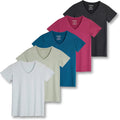 Women's Dry Fit V Neck Workout Tee 5 Pack - Breathable Everyday