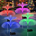 Solar Garden Lights 4 Pack - Star Jellyfish 7-Color Fiber Optic Lights