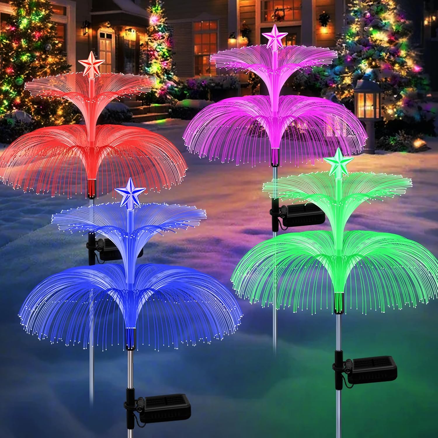 Solar Garden Lights - 4 Pack Color Changing Jellyfish Lights