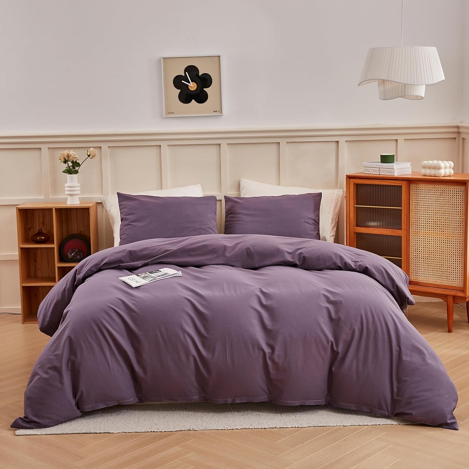 ECOCOTT Purple Duvet Cover Set for California King Size Beds