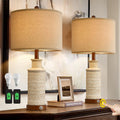 3-Way Dimmable Touch Table Lamps Set of 2 - Dual USB Charging