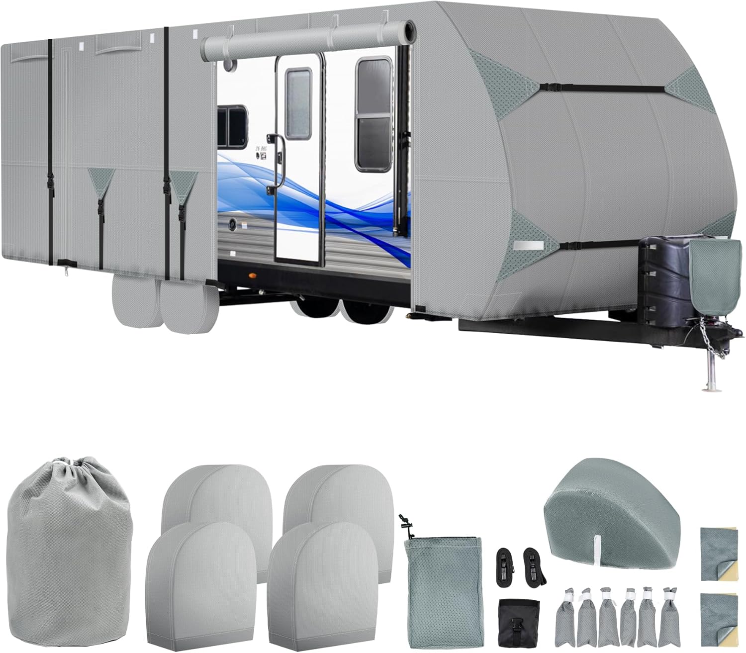 Travel Trailer RV Cover 27-30 ft with 7-Layer Thick Protection
