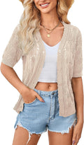 Yekaty Womens 2025 Short Sleeve Crochet Summer Cardigan - Lightweight