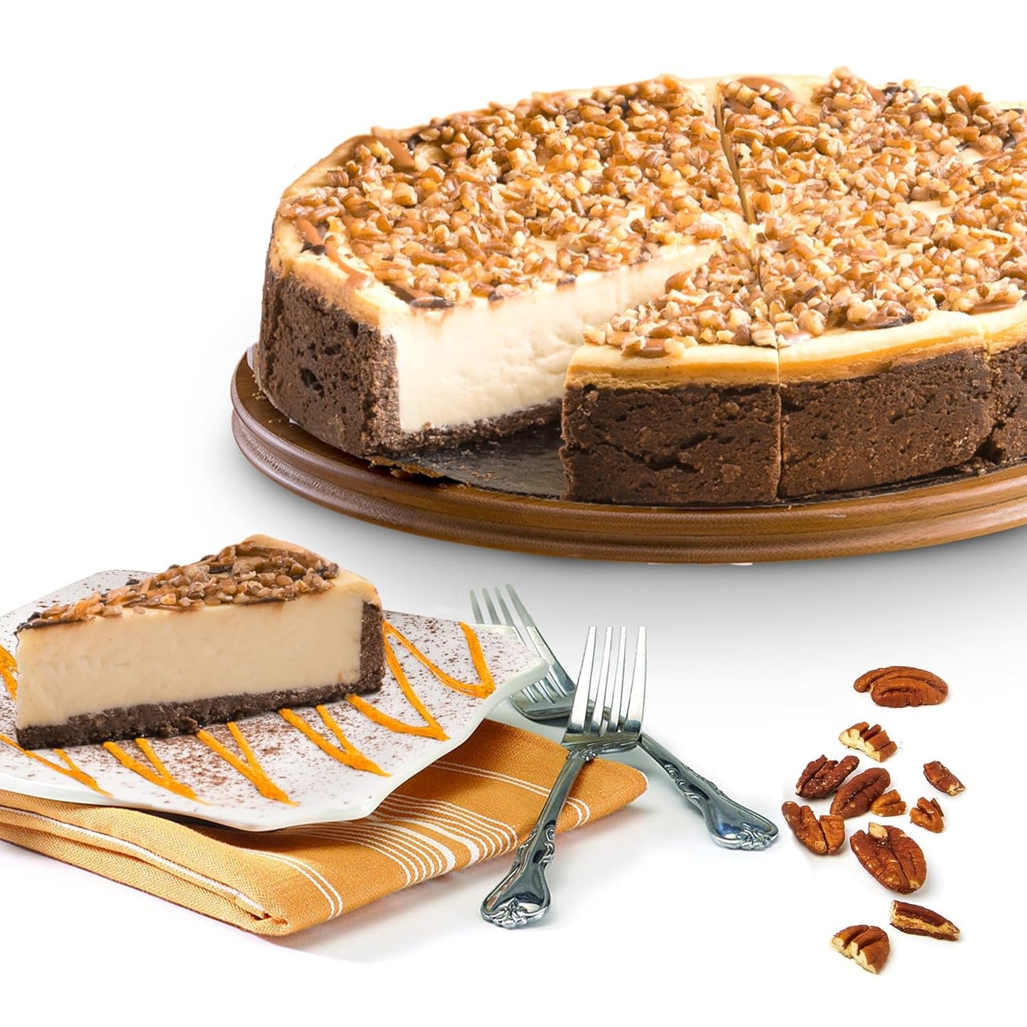 Chocolate Caramel Pecan Cheesecake - Pre-Sliced Dessert Treat