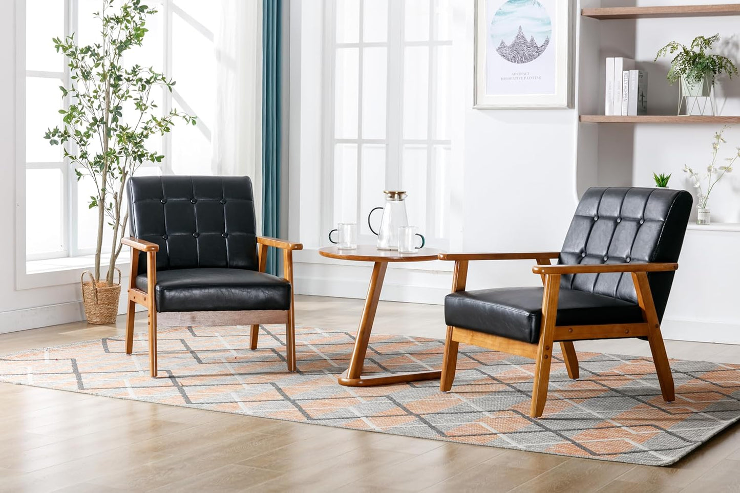 Kayflora Leather Accent Chairs Set: Stylish Comfort