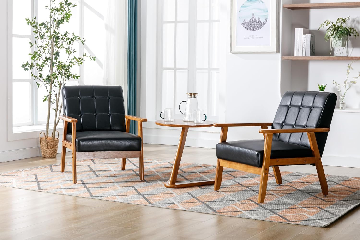 Kayflora Leather Accent Chairs Set: Stylish Comfort