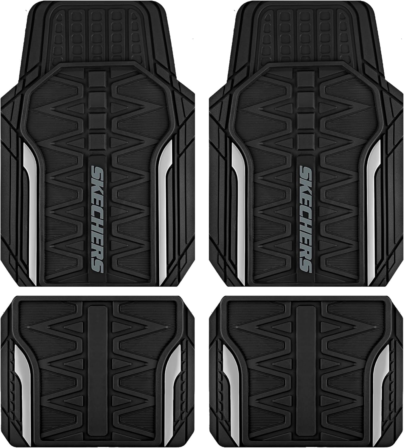 Skechers Heavy Duty Rubber Car Mats Full Set for All Weather Use