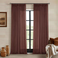 Brick Brown Pinch Pleated Linen Curtains 90 in - Light Filtering