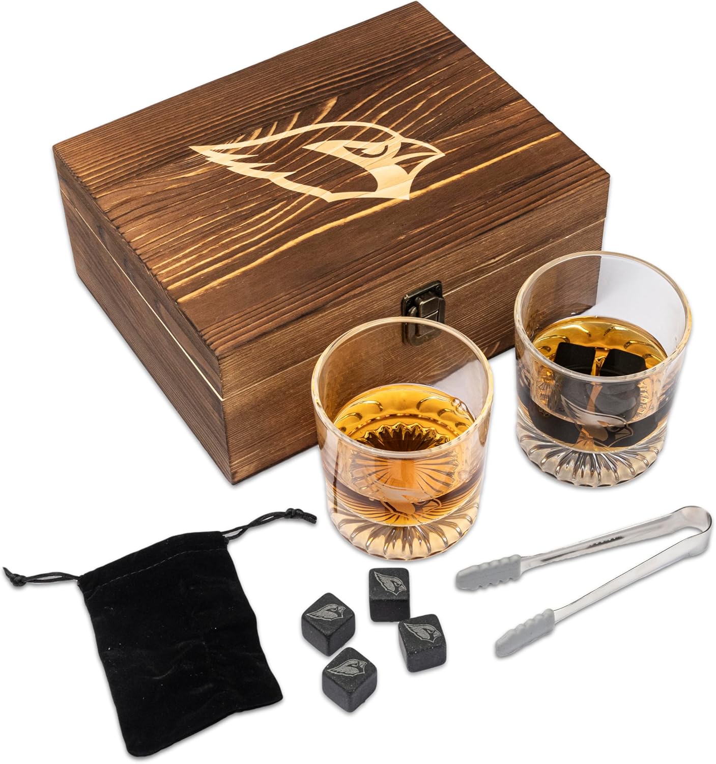 NFL Wood Boxed Drinkware Set with Premium Rocks Glasses