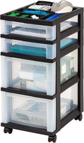 IRIS USA Plastic Drawer Storage Organizer Rolling Cart - 4-Drawer