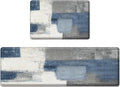 Anti-Fatigue Blue Grey Kitchen Rug Set of 2 - Cushioned Standing Mats