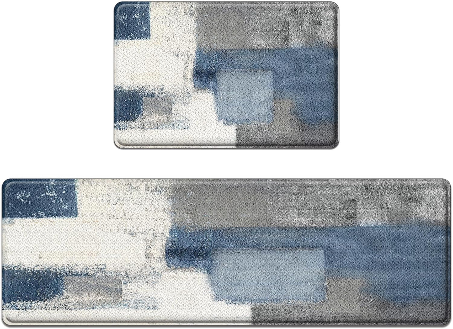 Anti-Fatigue Blue Grey Kitchen Rug Set for Comfort and Style