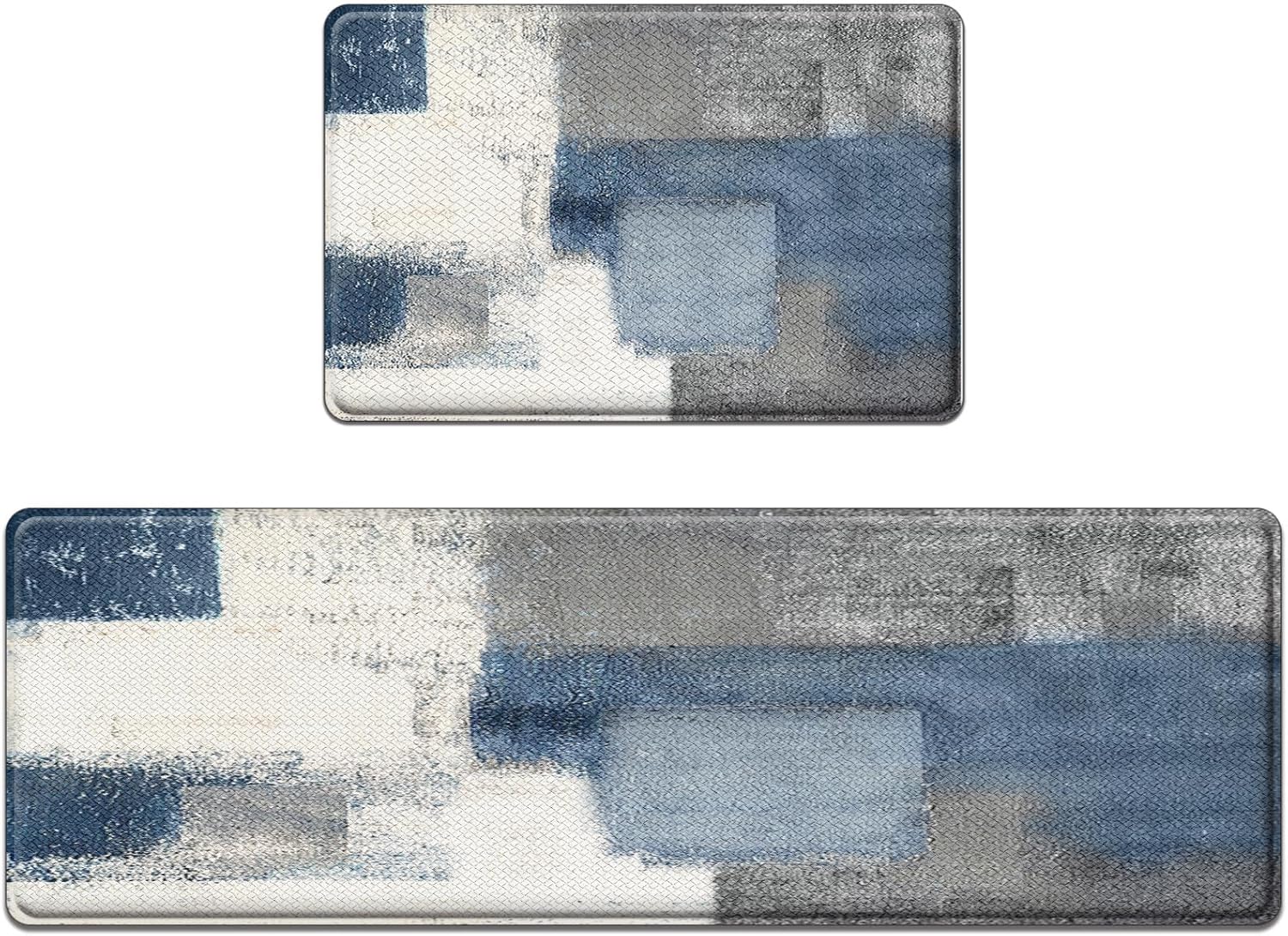 Anti-Fatigue Blue Grey Kitchen Rug Set for Comfort and Style