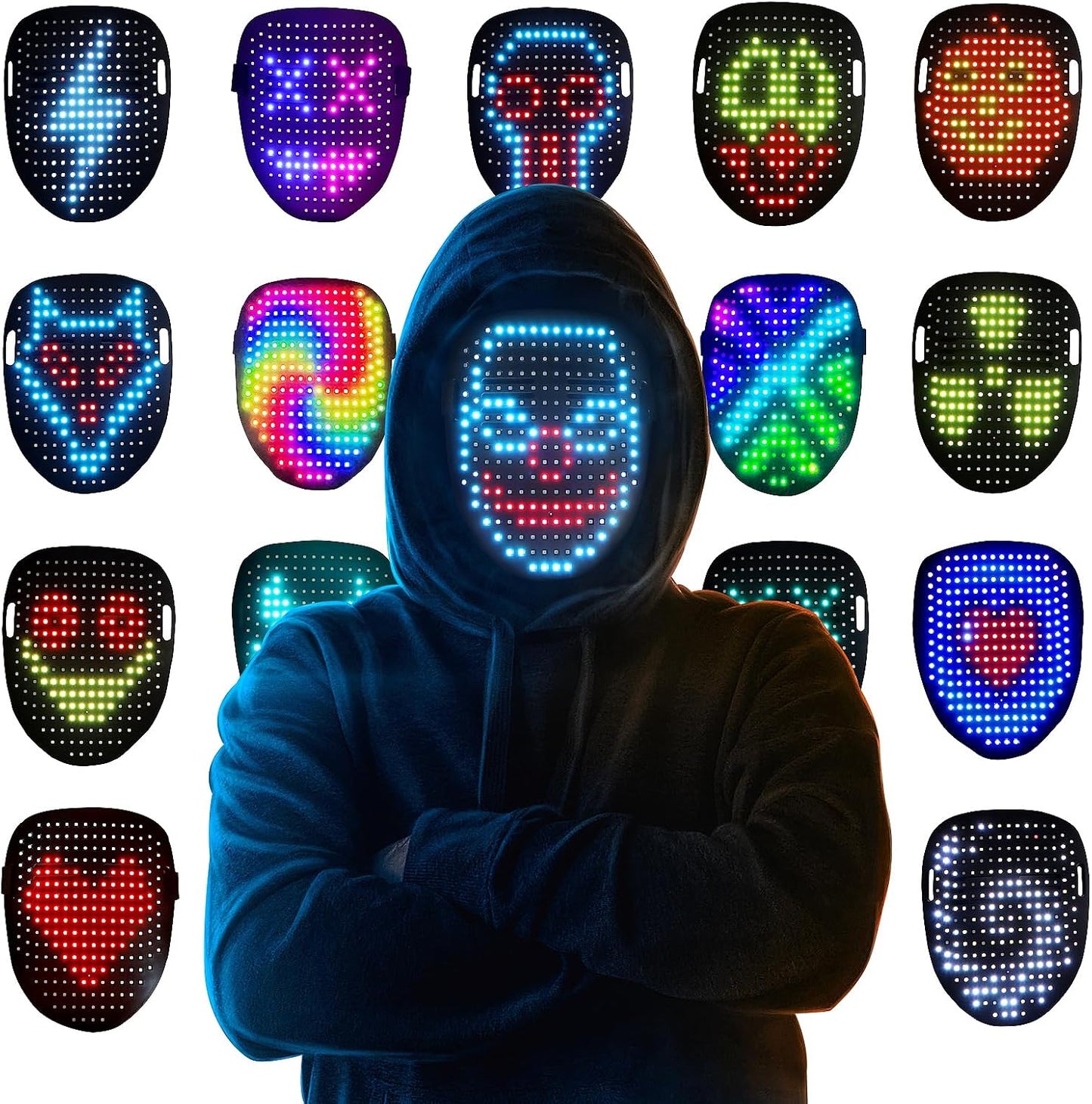 Mr.Pang LED Mask with Gesture Sensing for Parties and Cosplay