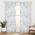Floral Linen Semi Sheer Curtains 108 in Panels - Light Filtering