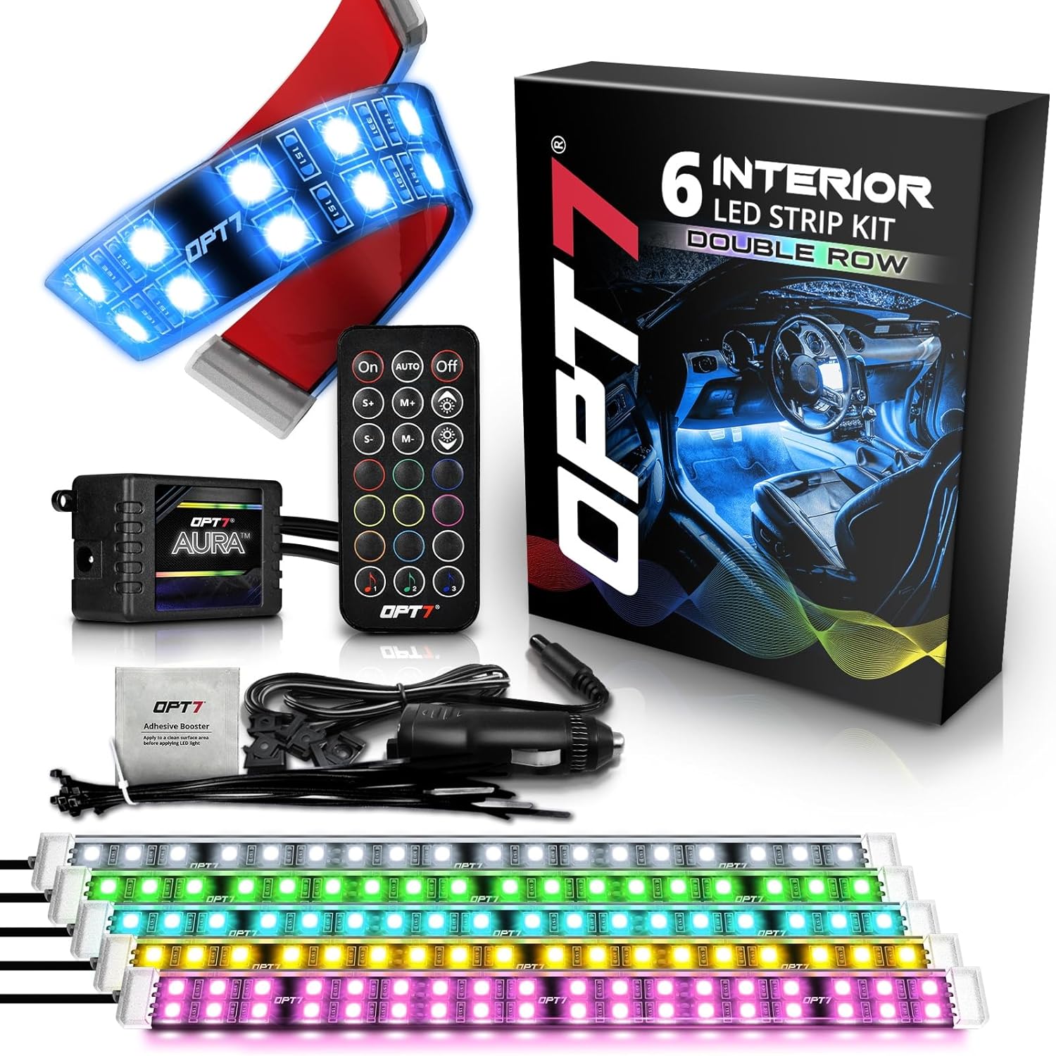 OPT7 Aura Double Row Car LED Lights for Interior Ambience