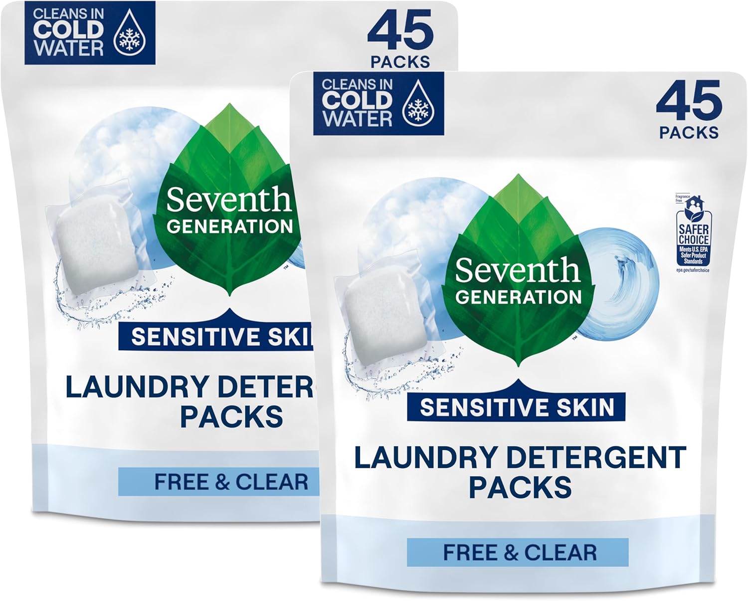 Seventh Generation Laundry Detergent Packs - 90 Loads, Free & Clear