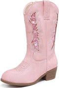 Sparkly Glitter Cowgirl Boots for Girls Mid Calf - Zippered Style