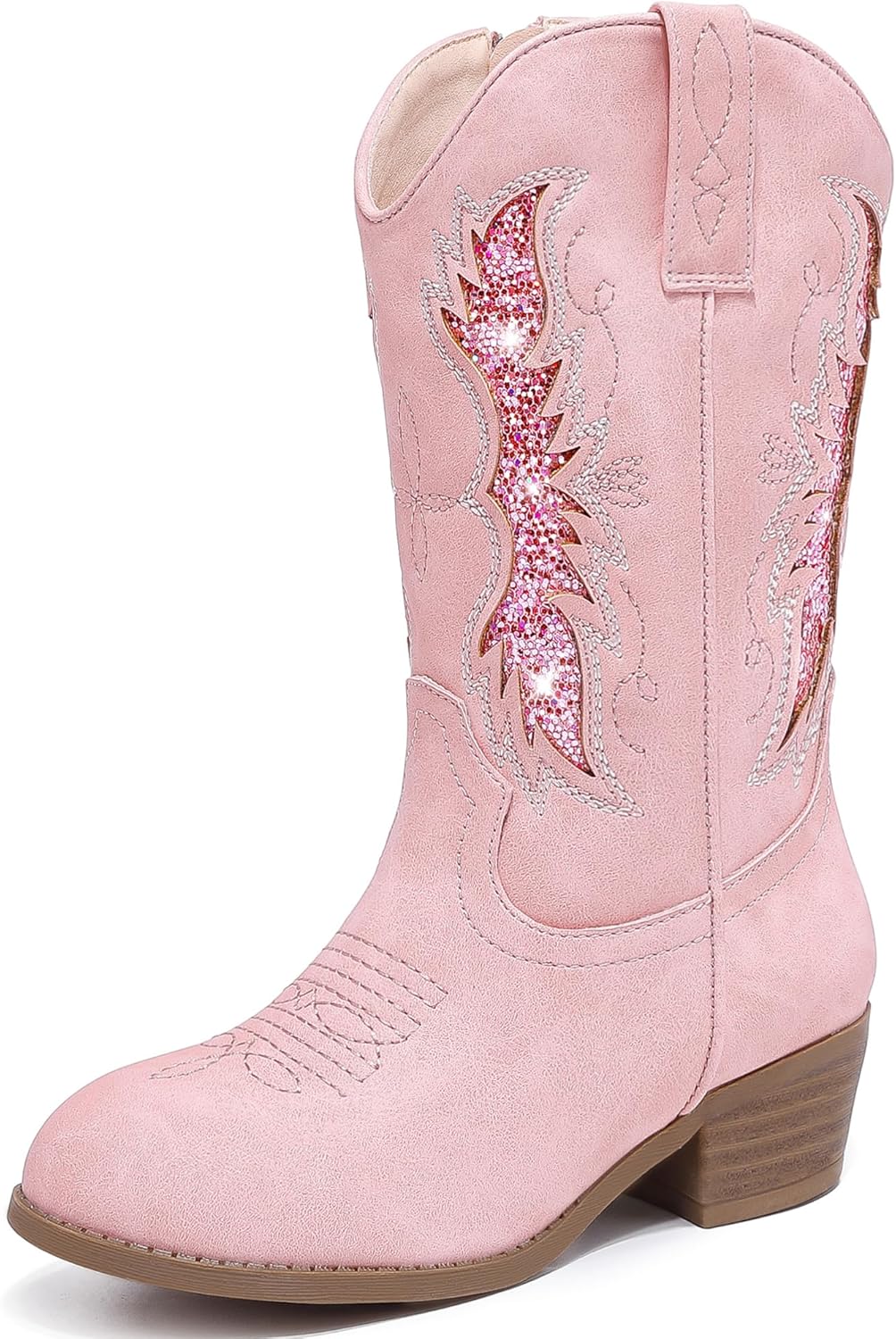 Sparkly Glitter Cowgirl Boots for Girls with Embroidery Style