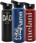 40 oz Royal Blue Personalized Water Bottle w Straw Lid - Insulated
