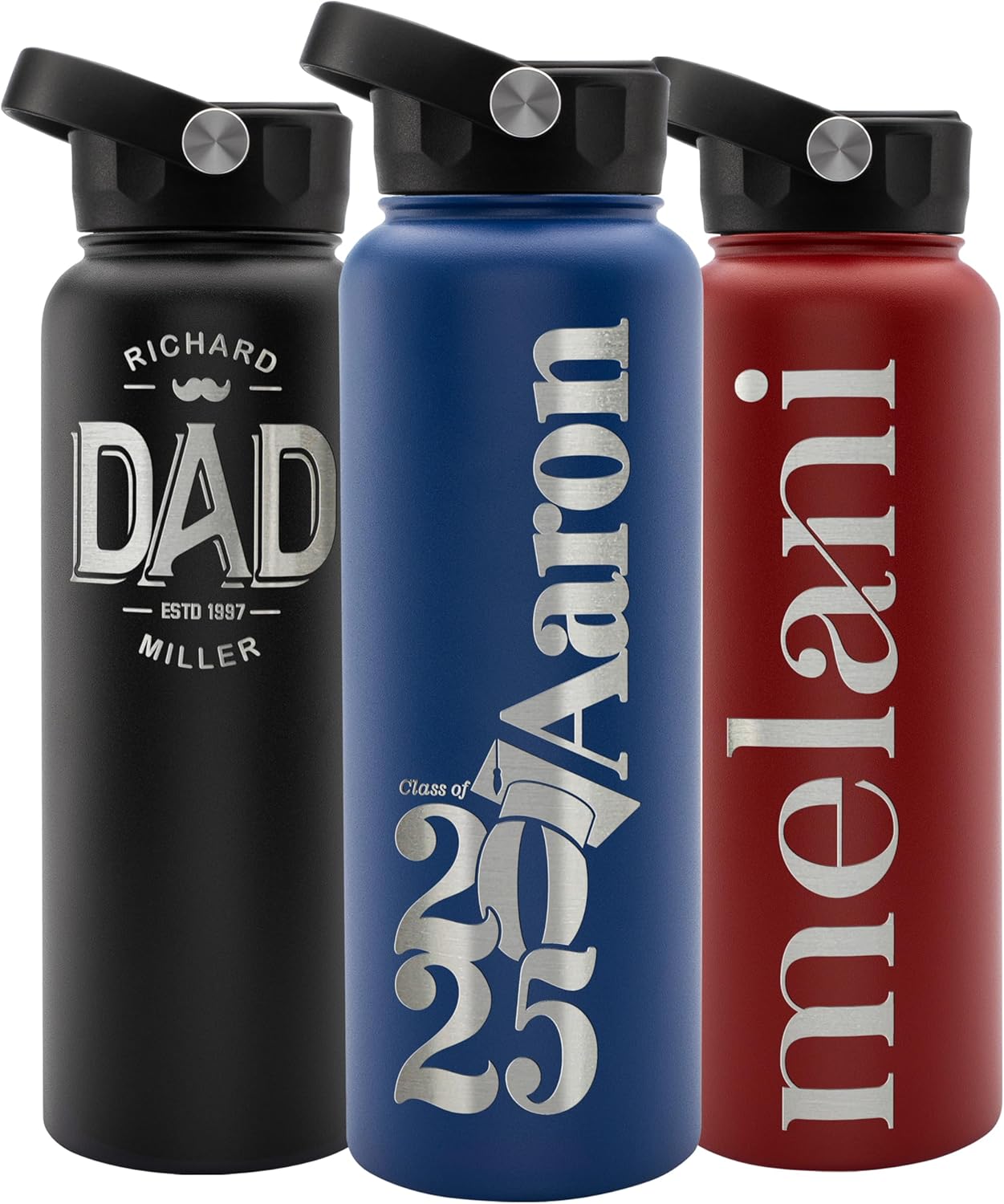 Personalized Water Bottle with Straw Lid - 40 oz Insulated