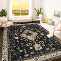 9x12 Area Rug Black - Foldable Machine Washable Living Room Rug