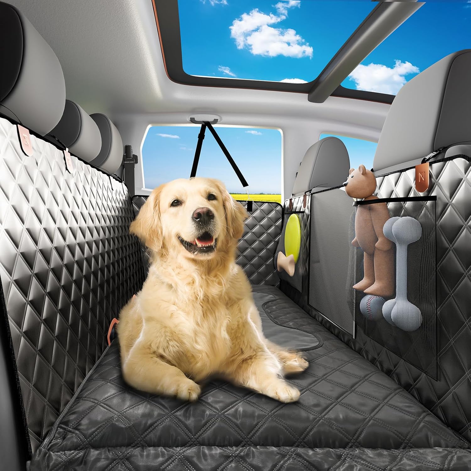 Car Back Seat Pet Cover for Dogs - Comfortable Hammock Style