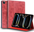 iPad Pro 13-inch Leather Case M4 7th Gen Red - Genuine Cover
