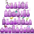 Mini Glass Bud Vases Pack of 30 - Vintage Purple Small Centerpieces