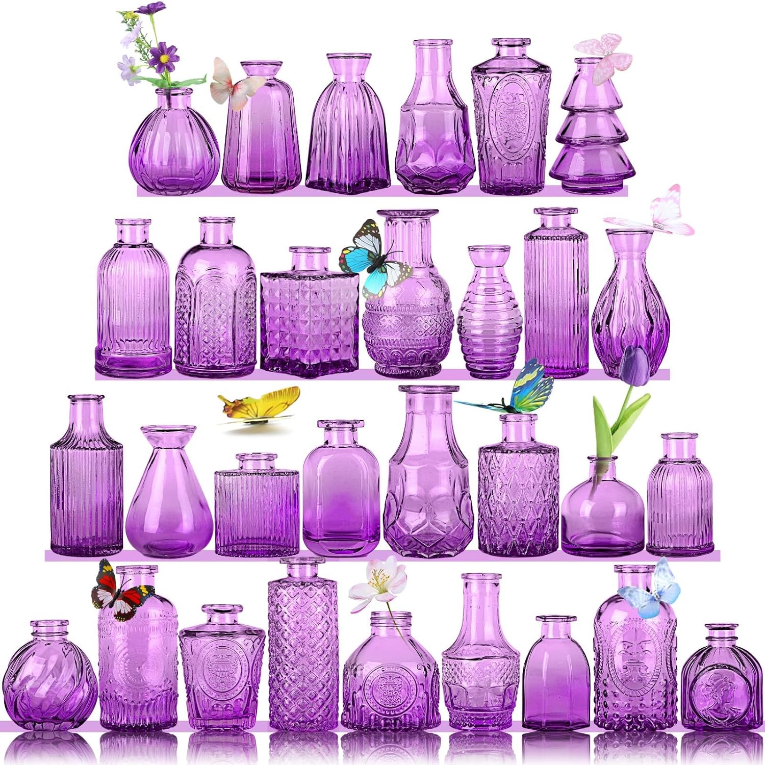 Mini Glass Bud Vases for Home and Wedding Decor - Pack of 30