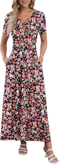 Maxi Dress for Women Ankle Length Floral Print - With Pockets