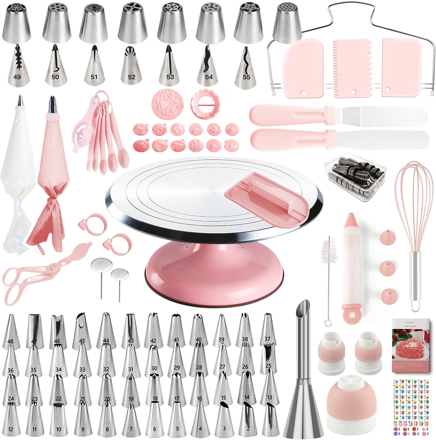 Complete Cake Decorating Kit with Turntable and Piping Tips