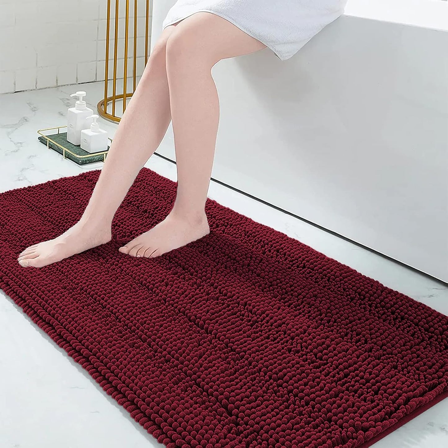 Chenille Striped Bathroom Rugs 59x24 for Ultimate Comfort