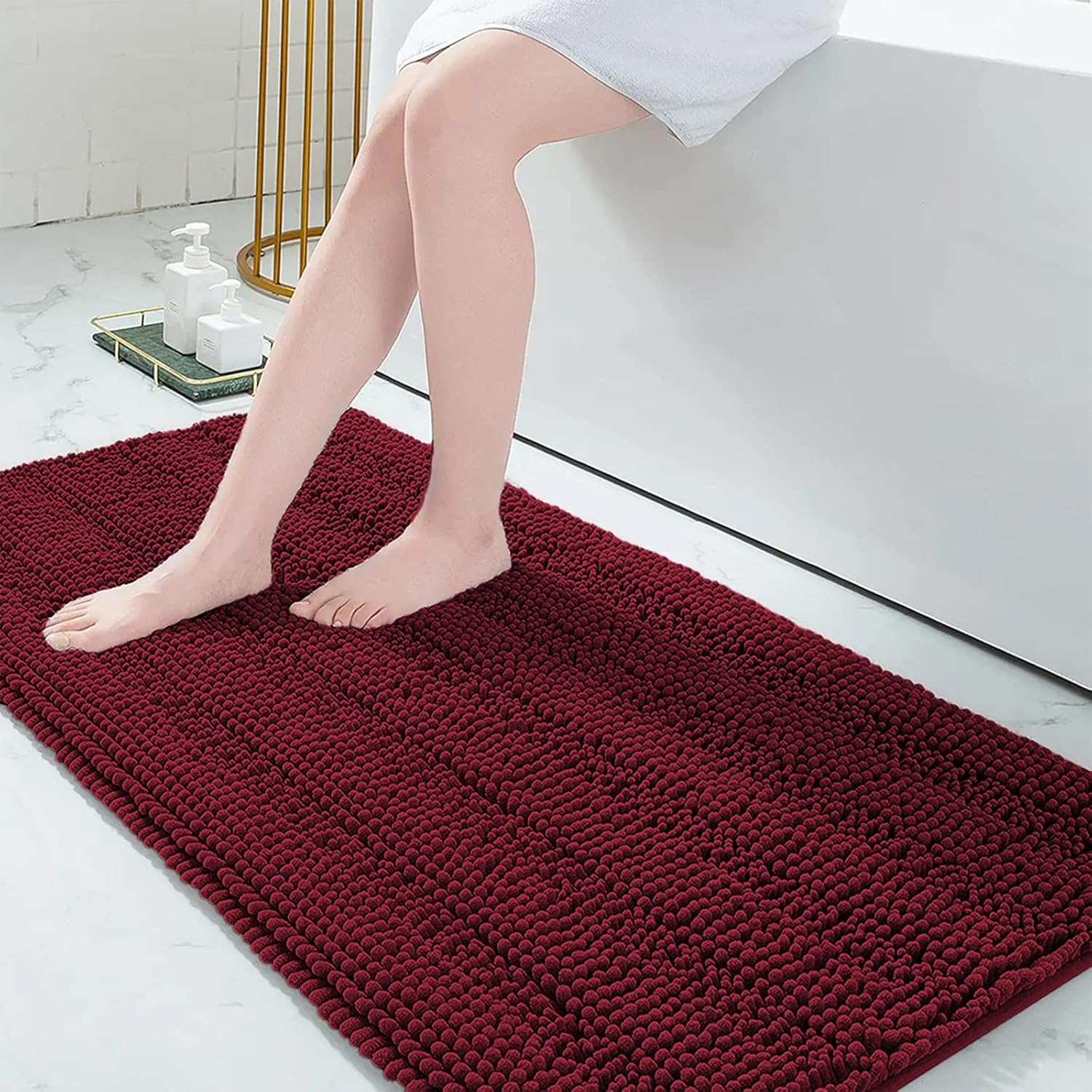 Chenille Striped Bathroom Rugs 59x24 for Ultimate Comfort