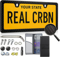 Carbon Fiber License Plate Frame Black - Anti-Theft 1 Pack