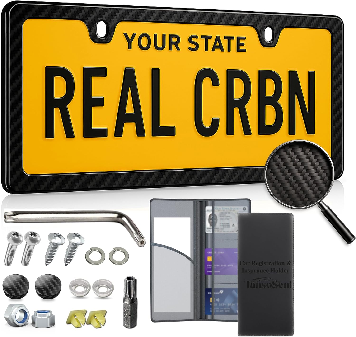 Anti Theft Carbon Fiber License Plate Frame for Cars - Durable