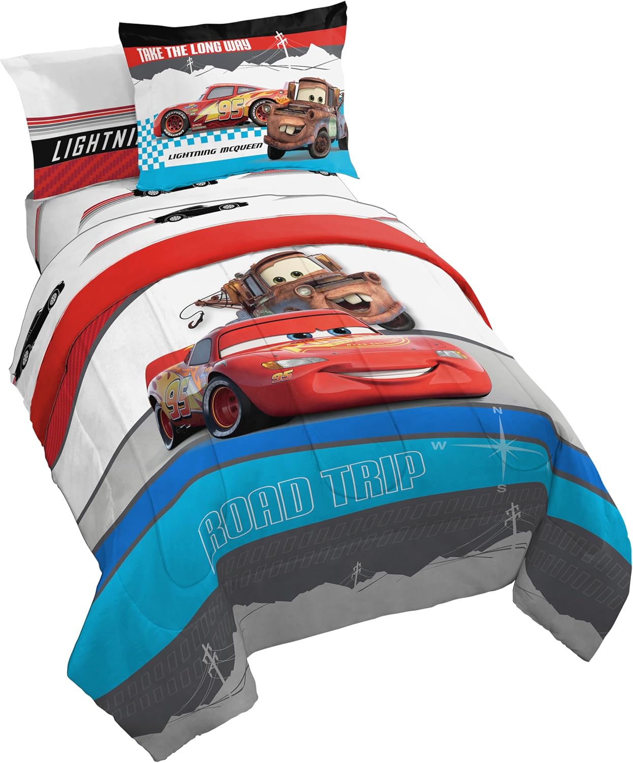 Disney Pixar Cars Racing Machine Twin Bed Set for Kids Room