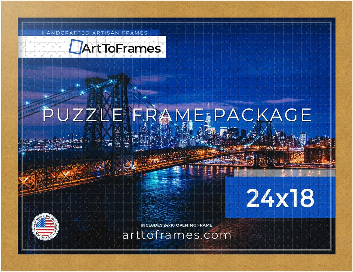 ArtToFrames 24x18 INCH Gold Frame for 300 Piece Puzzles