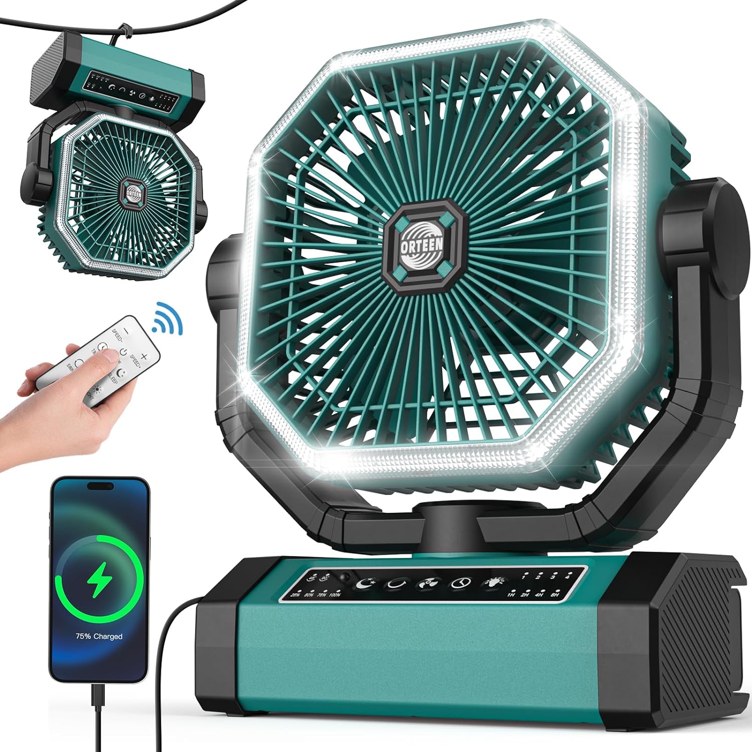 Orteen 9-Inch Camping Fan - Ultra Long Battery Life!