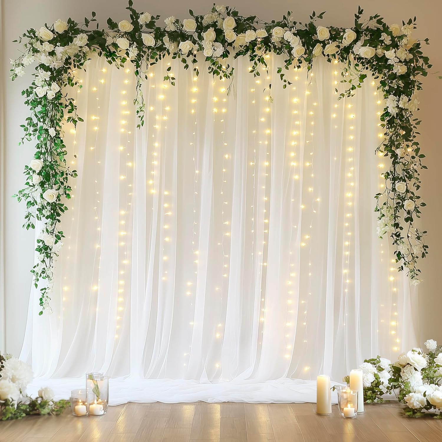Fomcet 10FTx10FT Lighted Tulle Backdrop - Perfect for Events!