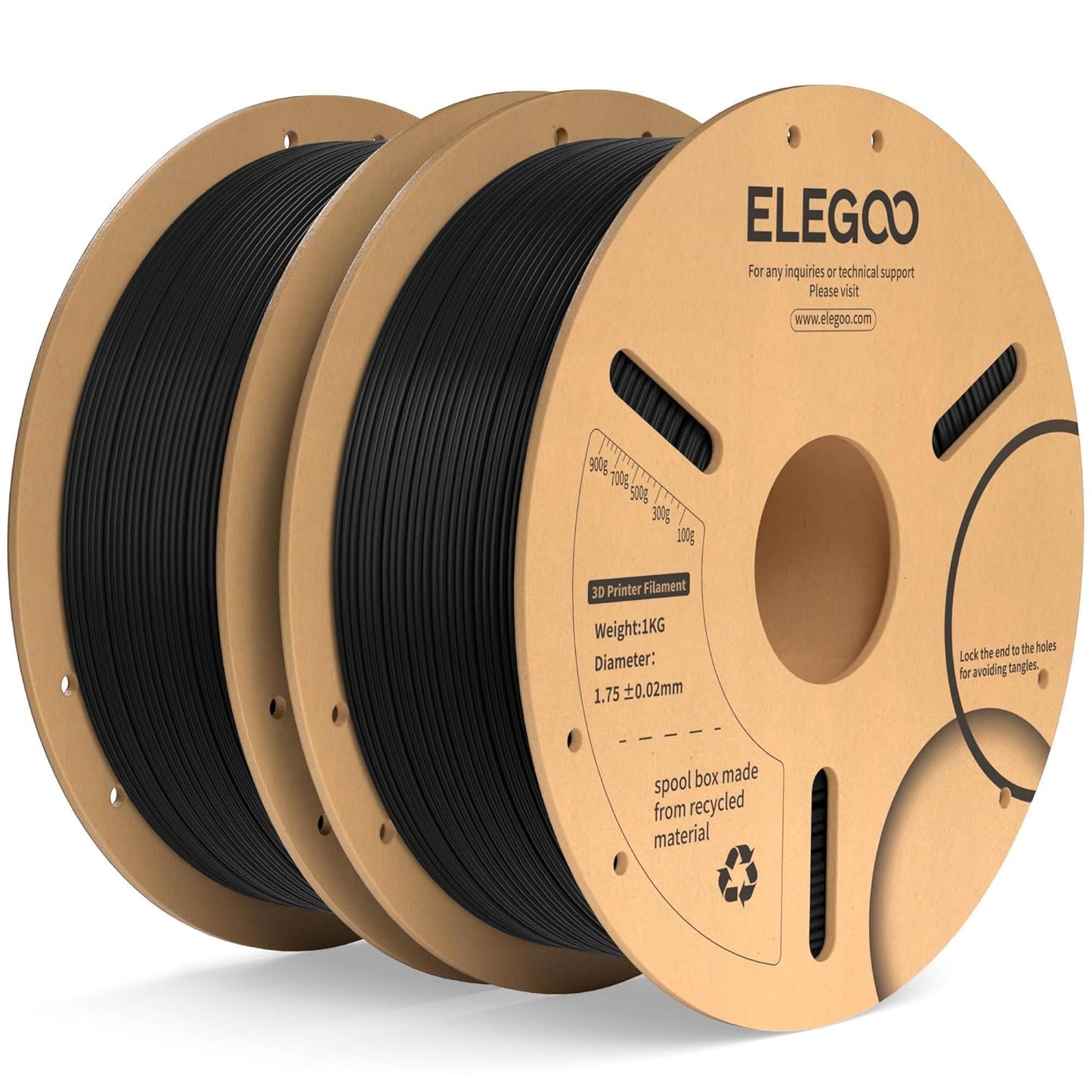 ELEGOO PLA Plus Filament 1.75mm Black for 3D Printing