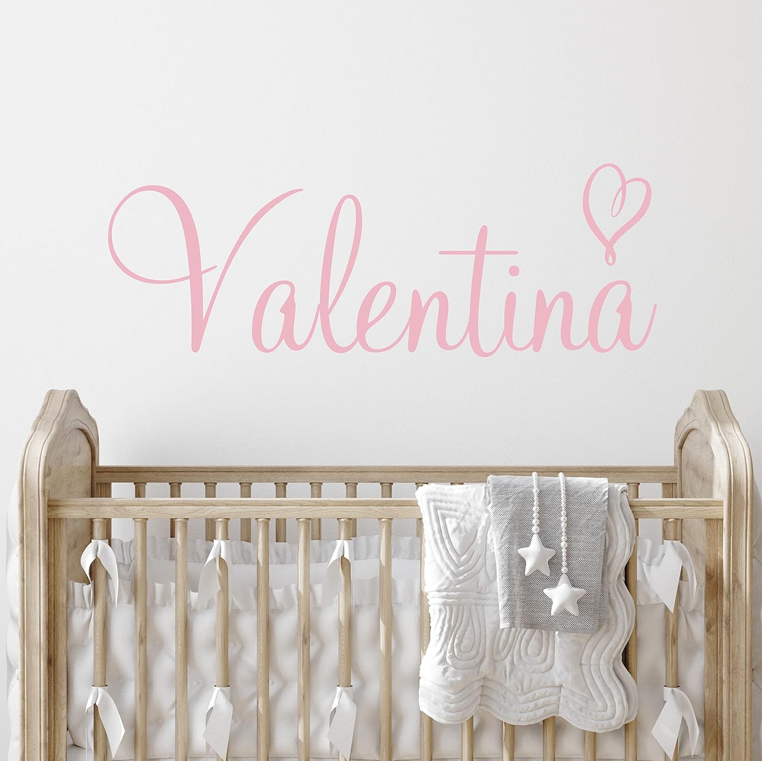 Custom Name & Heart Wall Decal for Baby Boy Girl Nursery