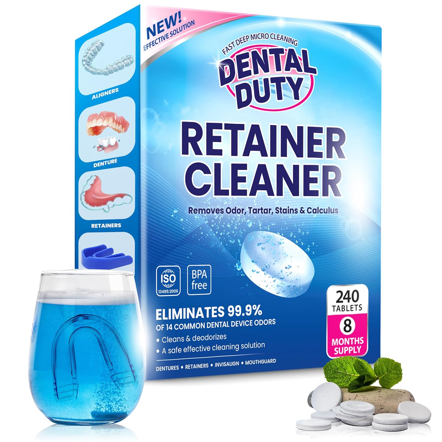 240 Units Retainer and Denture Cleaning Tablets for Dental Care