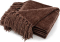 Chenille Throw Blanket 60 x 80 in - Soft Cozy Throw with Tassels